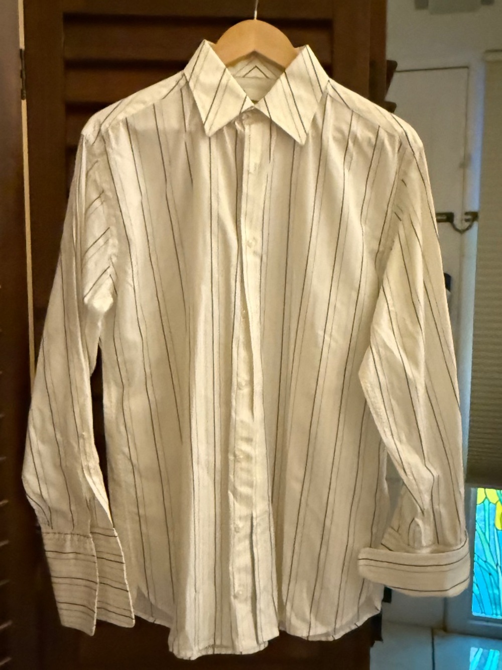 PERRY ELLIS MENS SMALL DRESS SHIRT, FRENCH CUFFS